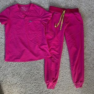 Neon Pink Figs Technical Collection Scrub Set